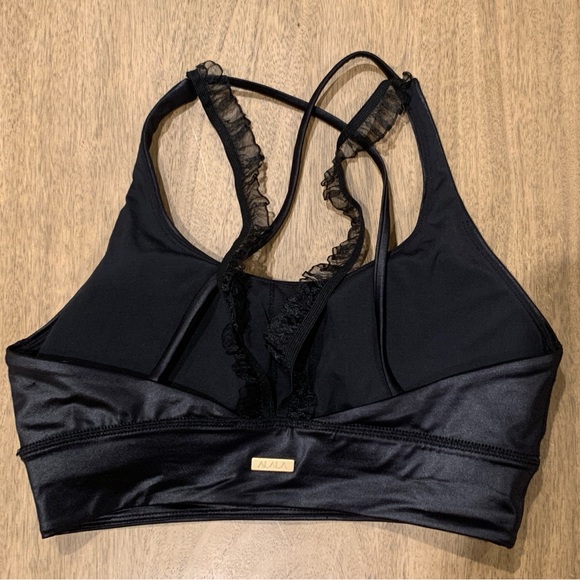 Alala Women's Crossback Sports Bra‎ With Sheer Ruffle Straps - Black Size XS - Picture 1 of 7